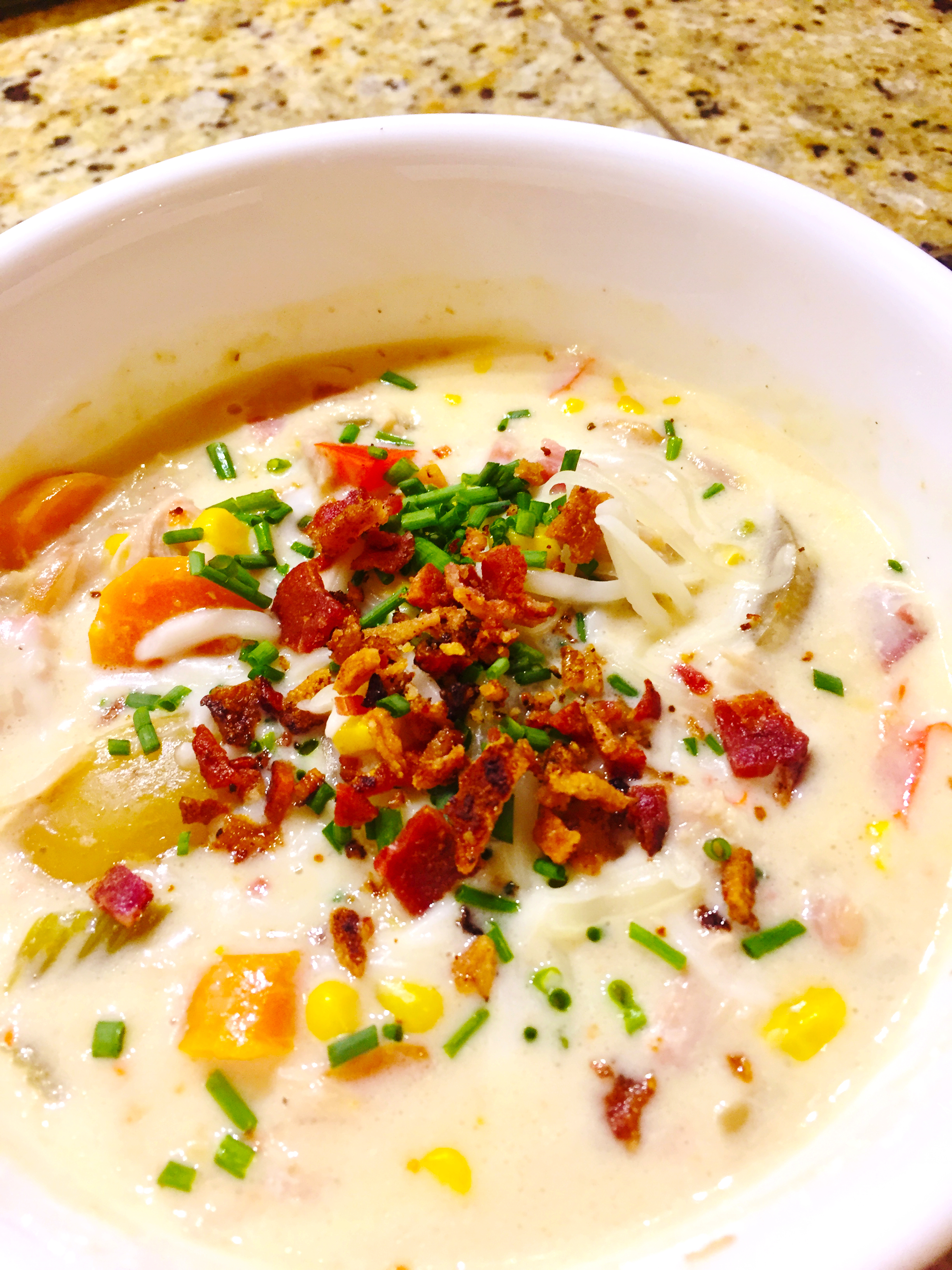 Chicken Bacon Sweet Corn Chowder Close Up