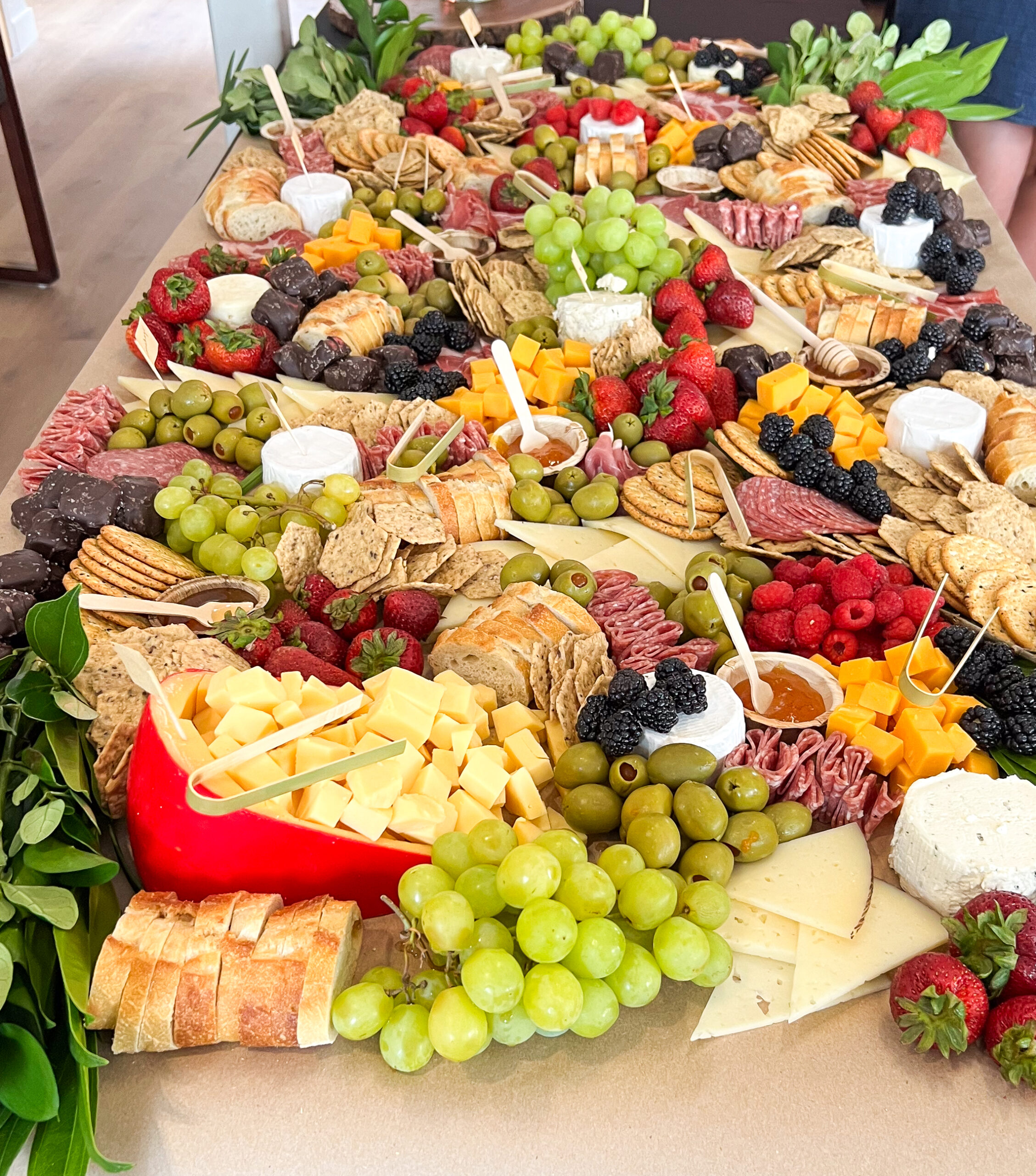 Styled charcuterie table on butcher paper